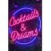 Neon Cocktails & Dreams Led Aydınlatma Tabela